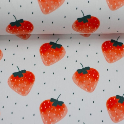 Baumwolle | TIMU Erdbeeren | Weiß